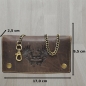 Preview: flevado Wild Büffel Leder Geldbörse Scull Totenkopf Biker Wildleder Brieftasche mit Kette (Braun) RFID Schutz